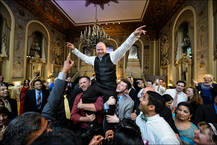 Wedding reception lighting with one flash